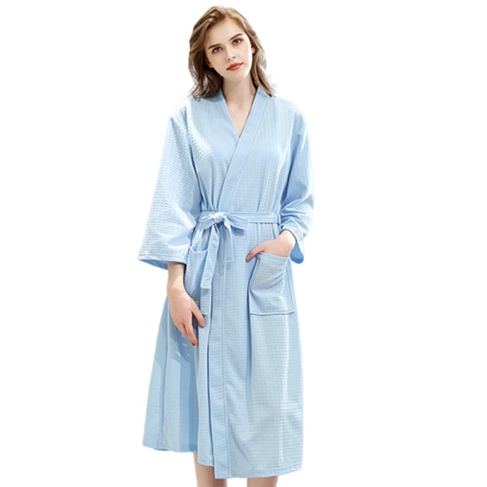 Męska damska koszula nocna, piżama, szlafrok kąpielowy, higroskopijna bielizna nocna, szybkoschnąca odzież domowa, miłośnik bielizny nocnej, Female-LightBlue, XL
