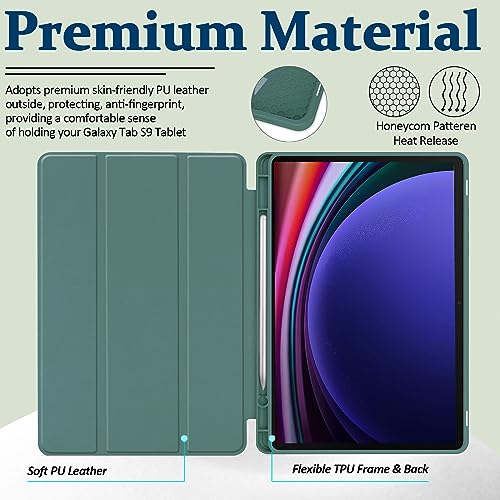 Funda para Samsung Galaxy Tab S9 Miimall en cuero delgado con soporte triple plegable 2
