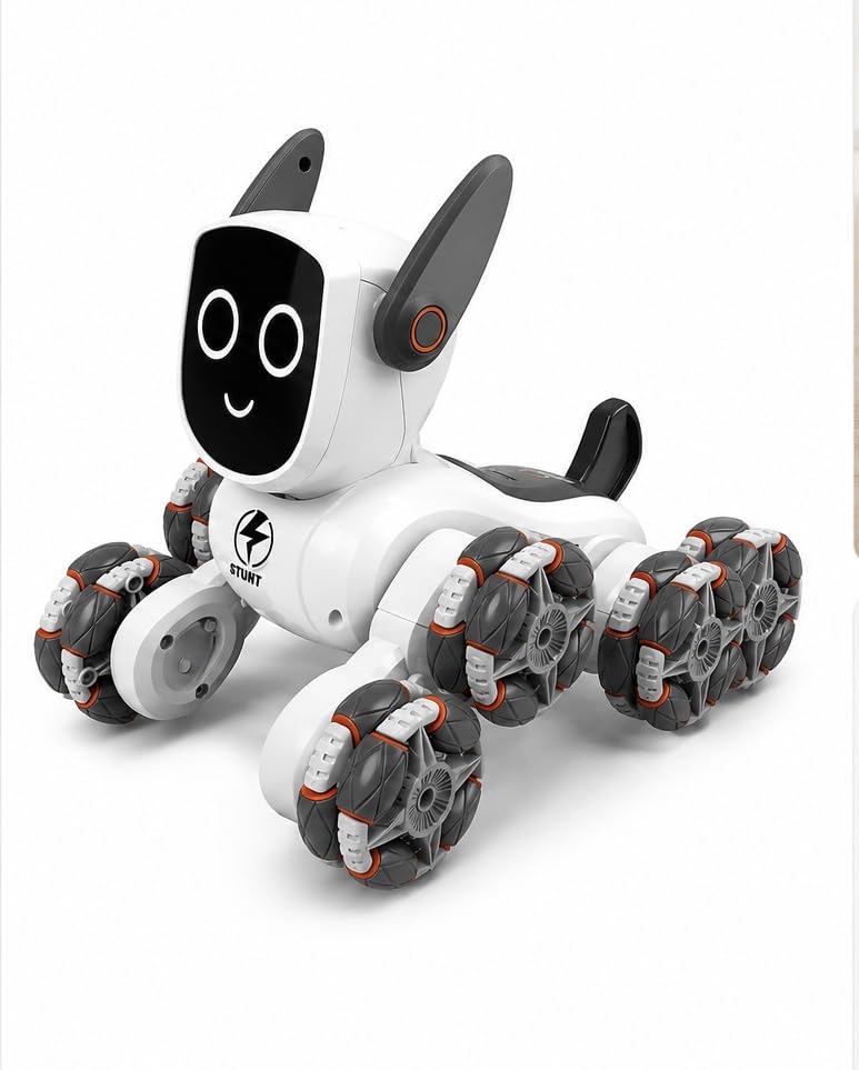 RC Stunt Robot Dog 8-Wheel Drive 2.4GHz Remote Control Toy | Voice Control, LED Lights & Music, 360° Stunt Rotation, Rechargeable, Interactive Smart Toy-image-24