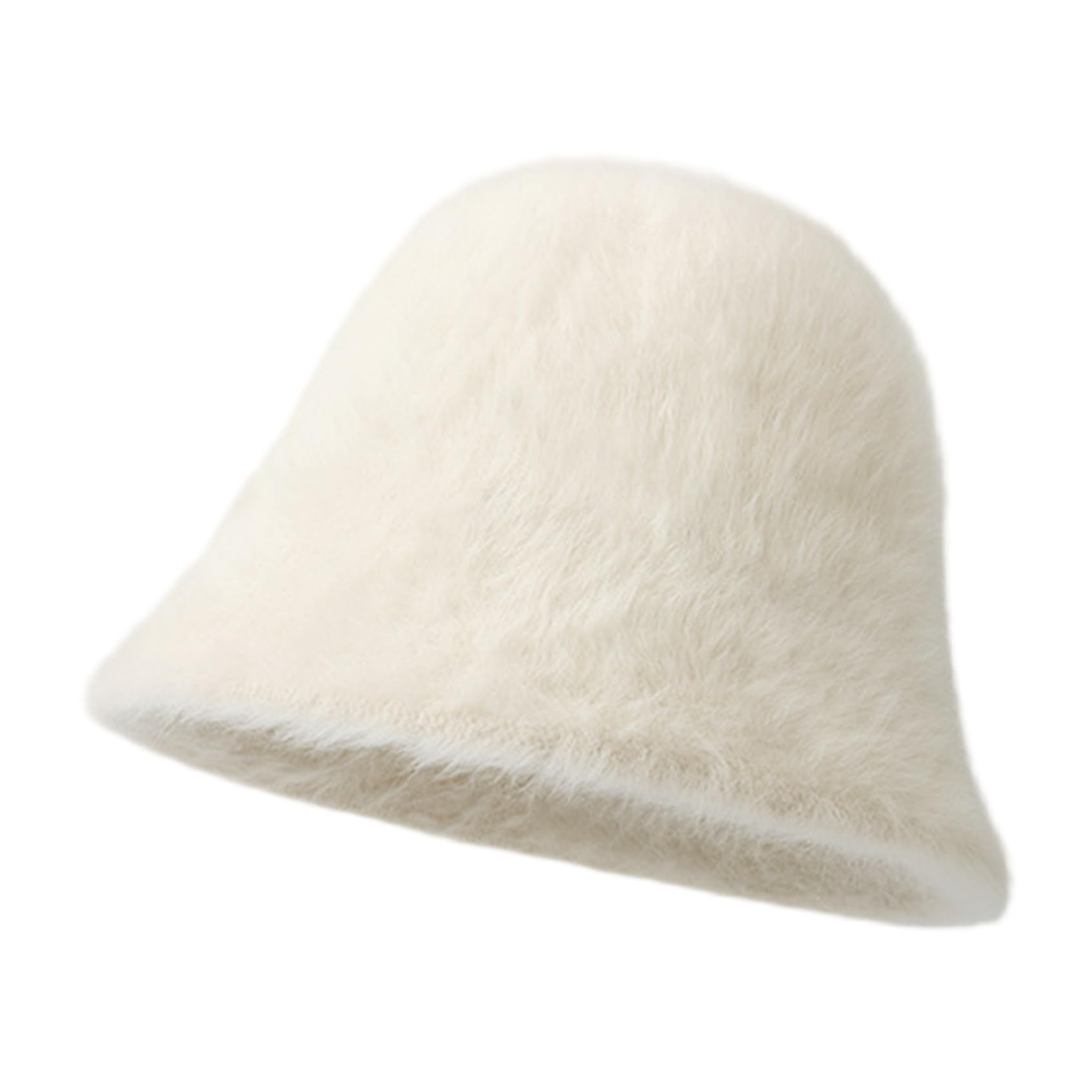 Bemonew Fuzzy Bucket Hat Warm Fluffy Furs Winter Bucket Hat Fisherman Cap for Women Men, Beige Furry