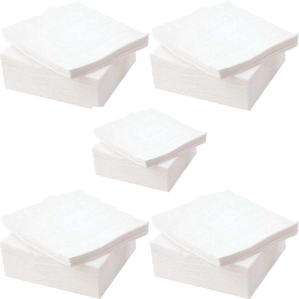 (Pack of 500) Tissue Paper - Soft Serviettes Napkins | 1Ply Square Tissue, White Cocktail Napkins | Kitchen Towels 29 x 29 cm Disposable White Papers, Ideal for Weddings Home Office Catering Cafe