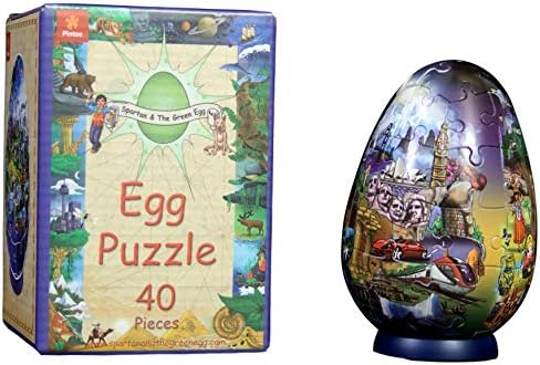 3D Egg Puzzle Learning Toy for Ages 8+ by Spartan & the Green Egg - 40 Pieces - Incudes Display Stand - Great Gift, Decoration - No Glue Required
