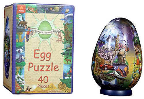 3D Egg Puzzle Learning Toy For Ages 8+ By Spartan & The Green Egg - 40 Pieces - Incudes Display Stand - Great Gift, Decoration - No Glue Required #TOP5