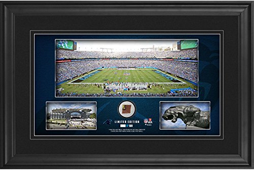 Carolina Panthers Framed 10" x 18" Stadium Panoramic Collage with Game-Used Football - Limited Edition of 500 - NFL Game Used Football Collages Carolina Panthers Framed 10" x 18" Stadium Panoramic Collage with Game-Used Football - Limited Edition of 500 - NFL Game Used Football Collages