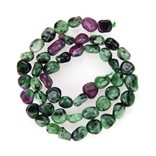 3 Strands Natural Ruby Zoisite Healing Gemstone 8mm to 10mm Free Form Oval Tumbled Pebble Stone Beads (total 45 Inch) for Jewelry Making GZ12-78