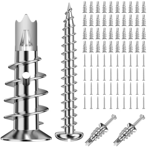 Lixiluxia 40 Stück Hohlraumdübel Metall mit Schrauben, Rigipsdübel Selbstbohrender, Rigips Dübel, Gipskartondübel Gipskarton, zur Befestigung in Beton, Ziegeln, Stein, Gipsbauplatten UVM