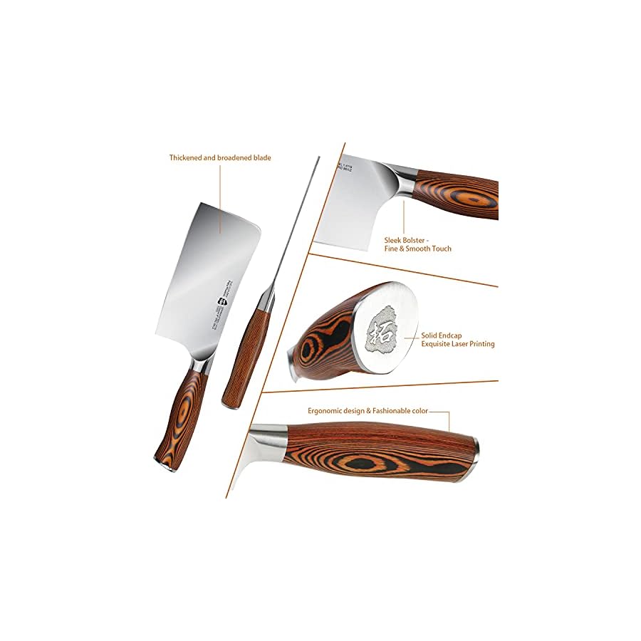 TUO-Meat-Cleaver-Knife-6-Bone-Chopping-Butcher-Knife-Heavy-Duty-Meat-Chopper-German-High-Carbon-Steel-Pakkawood-Handle-Fiery-Phoenix TUO Meat Cleaver Knife - 6" Bone Chopping Butcher Knife, Heavy Duty Meat Chopper, German High Carbon Steel & Pakkawood Handle Fiery Phoenix