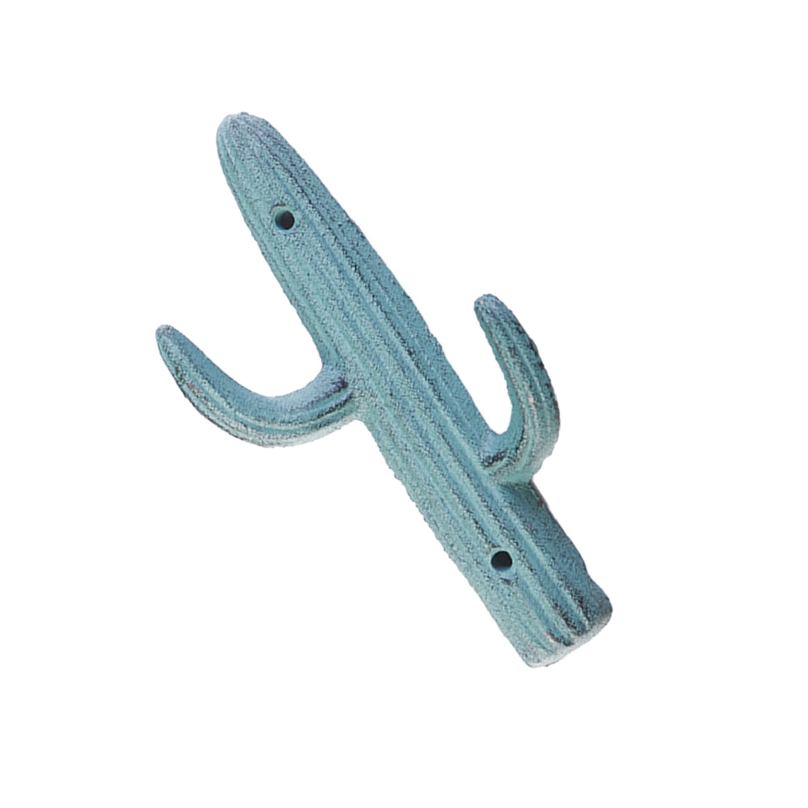 HUANGING Antique Finish Cactus Wall Hanger Decorative Entryway Double Hook Decoration Bathroom Towel Hanging Hook Cactus