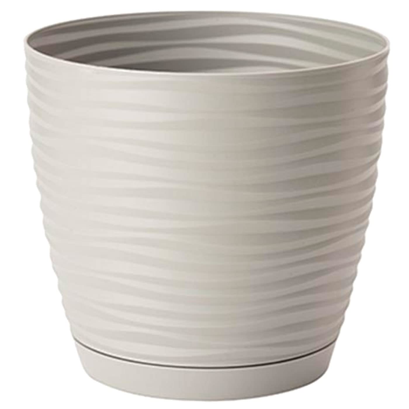 Acan Tradineur - Maceta Redonda con Plato - Diseño Sahara (Ø 23 cm) - Fabricado en plástico - Ideal parajardín Exterior, terraza o balcón - Color Surtido