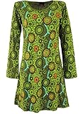 GURU SHOP Hippie Minikleid Chic, Tunika, Grün, Baumwolle, Size:M (38), Kurze Kleider Alternative Bekleidung