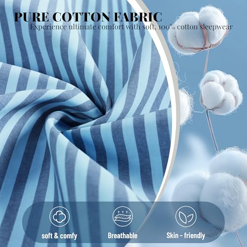 U2SKIIN Mens 2 Pack 100% Cotton Pajama Pants, Soft Lightweight Striped Lounge Pj Bottoms for Men with Pockets2