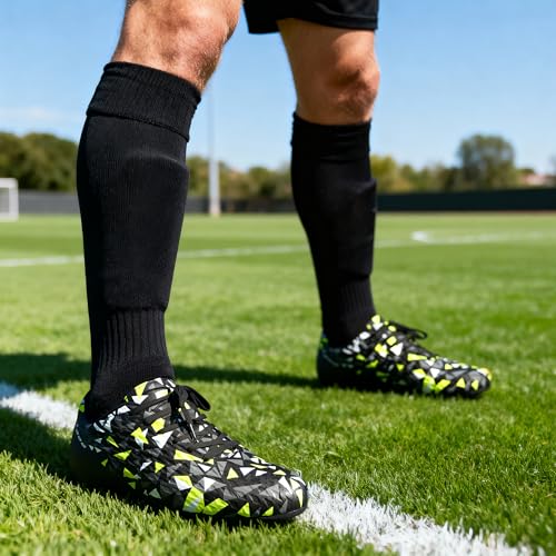 DREAM PAIRS Men's Soccer Cleats Adult Football Shoes Lace-Up Firm Groud Athletic Outdoor Trainning Soccer Shoes