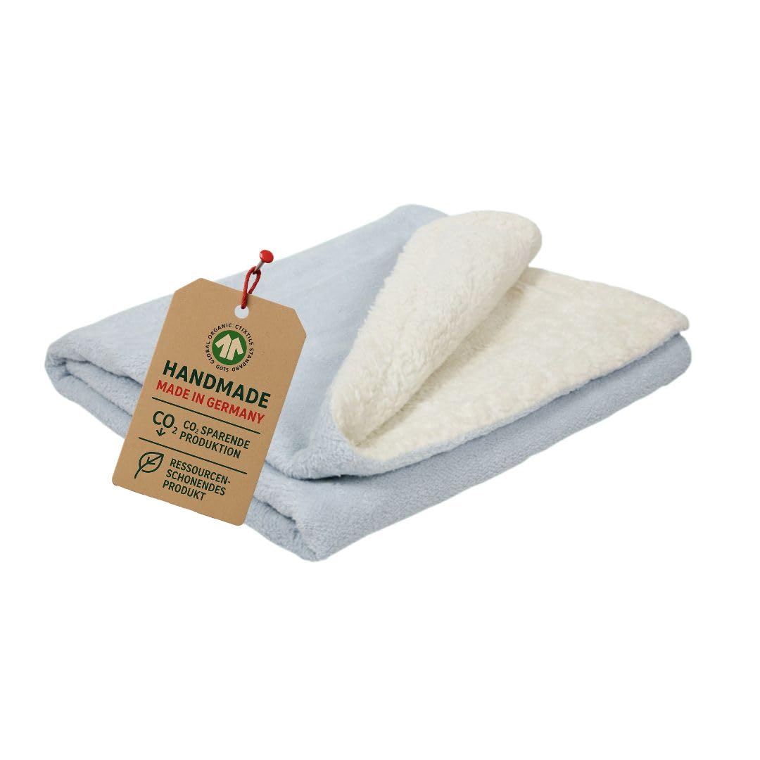 efie Manta de Bebé Color Azul Claro/Blanco, cultivo orgánico, certificado GOTS, 100 x 75 cm, 100% fabricado en Alemania.
