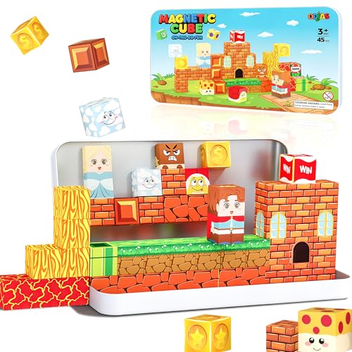Image of Mini Magnetic Building Blocks Travel Set with Case, 45pcs Travel Toys | STEM Educational Sensory Toys, Travel Size Magnetic Blocks for Kids Ages 3-5 Boys Girls, Learning Gift for Boys Girls