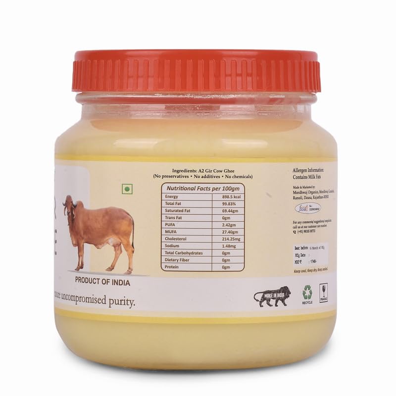 Image of Swarna Bindu A2 Gir Cow Ghee | Bilona Vedic Method | Pure Desi A2 Ghee from Gir Cows | Handmade | Lactose Free | Rich Aroma Nutrition | 500ml Pack of 3
