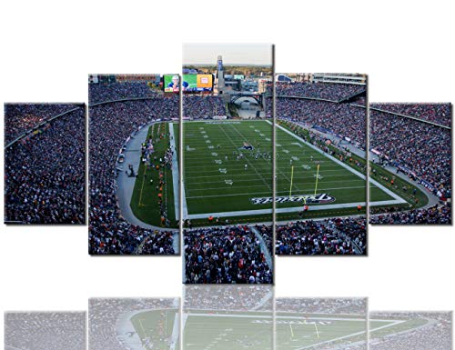 Sports Wall Decor Gillette Stadium Pictures for Living Room Super Bowl Champs Paintings Wall Art 5 Panel Canvas Modern Artwork Home Decorations Framed Gallery-wrapped Ready to Hang (60''Wx32''H)