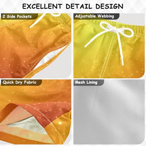 Pigsaly Boys Swim Trunks Orange Yellow Gradient Flashing Golden Glitter Boys Board Shorts Swimsuit Swimwear Bathing Suit 2T3
