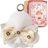 Bunny Lulu Keychain with Tin Cute Plush Bunny Keychain with Bow Adorable Charm for Bags Keys Handbags Gifts for Her (White with Big Bow(Blessing Tin & Bag))