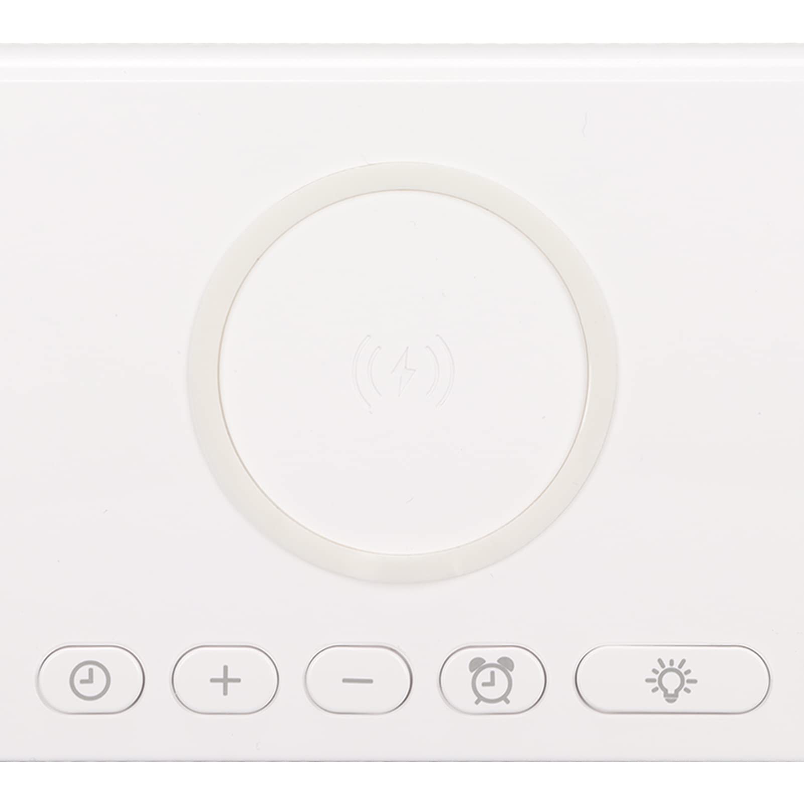 Nachtlicht-Wecker, Elegant, Einstellbare Lautstärke, LED-Uhr für Schlafzimmer und Heimdekoration, 15 W, Kabelloses Aufladen, Weiß