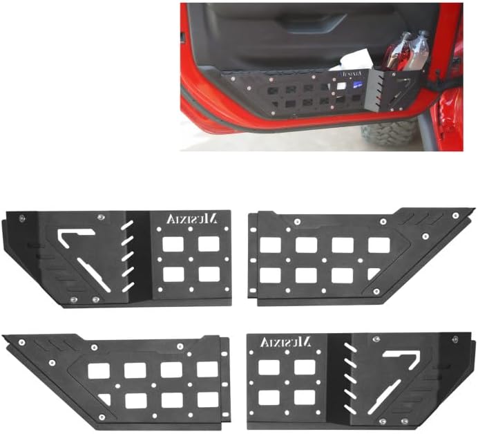 MusixiA Metal Front Door Storage Pockets for Jeep Wrangler JL JLU 4XE 2018-2025 & Gladiator JT 2020-2025, Door Storage Organizer Accessories 2PCS Door Storage Box-F