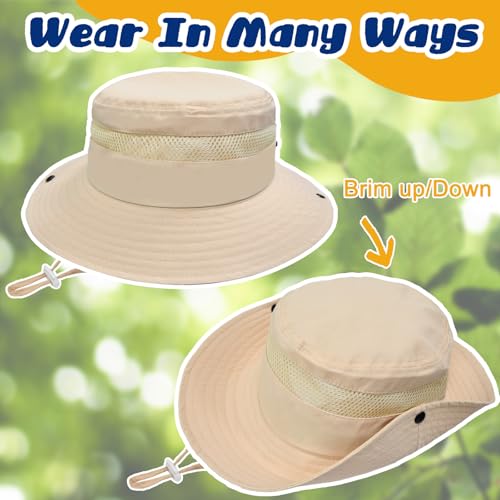 Image of Outdoor Kids Sun Hat for Boys Girls Wide Brim Mesh Bucket Hat UPF 50+ Sun Protection Breathable Summer Fishing Safari Hat