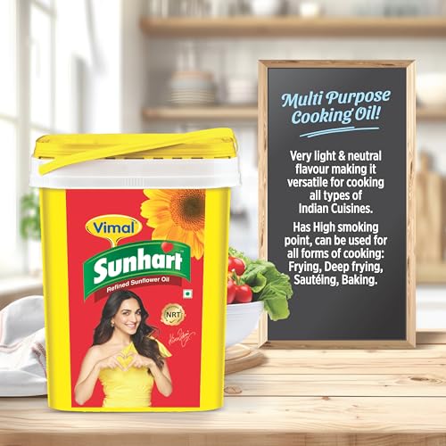 Image of Vimal Sunhart Sunflower Oil: Refined for Optimal Nutrition | Healthy Cooking Oil for All Your Culinary Needs | 15 L