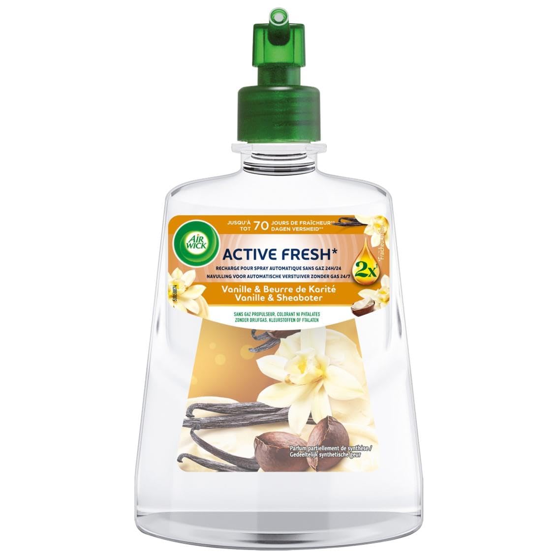 Air Wick - Juego de 2 recambios para spray automático sin gas de vainilla y manteca de karité