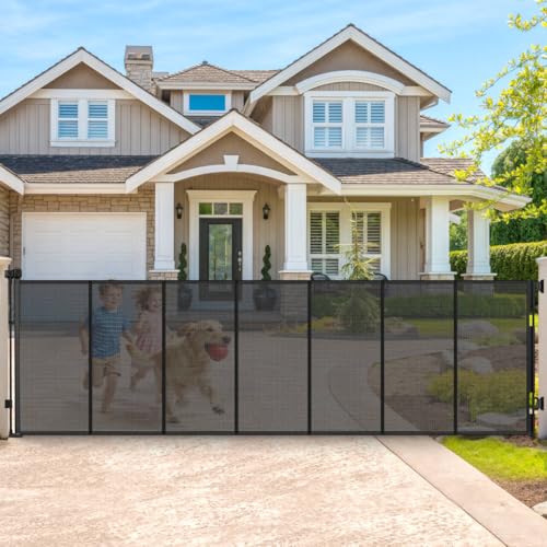 200' Retractable Baby Gates Extra Wide Dog Gates for Doorways, 48' Extra Tall Pet Gate Retractable Dog Gate, Long Baby Gate Retractable Fence Outdoor, Driveway Gate Retractable Garage Gate, Black