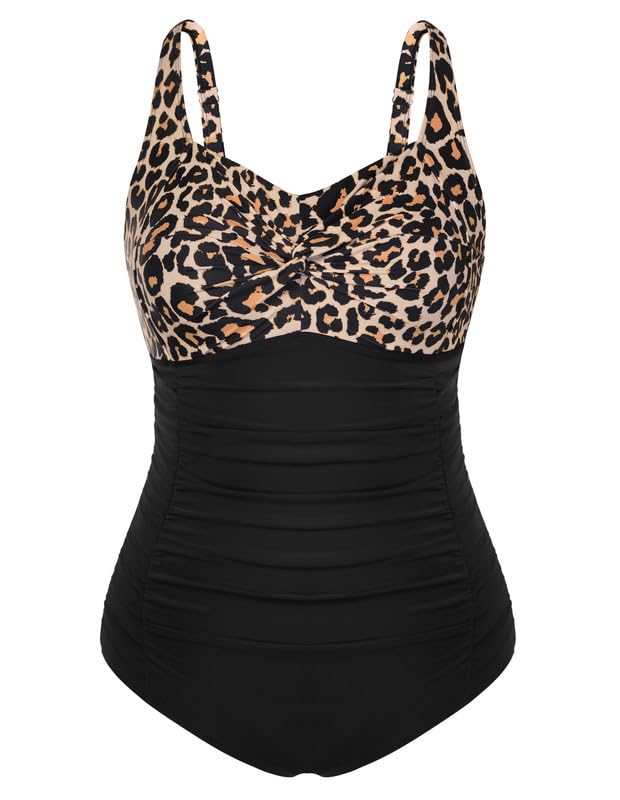 Hanna Nikole Damen Große Größen Einteiliger Badeanzug Bauchweg Bademode Swimsuit V-Ausschnitt Ruched Monokinis