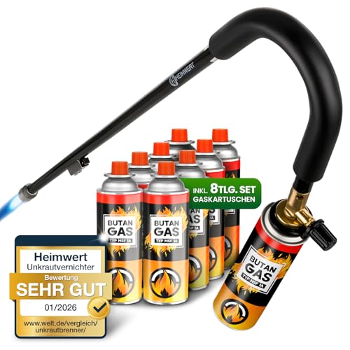 HEIMWERT Unkrautvernichter Unkraut Brenner Set - extrem leichtes und handliches Gas Abflammgerät...