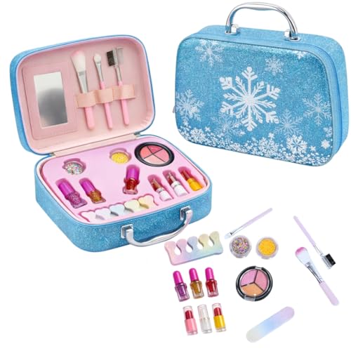 Image of PLUSPOINT Kids Makeup Kit for Girl, Washable Makeup Set for Girls, Real Makeup for Kids, Girl Toys Princess Children Play Makeup Kit with Cosmetic Case Birthday Gifts for Girls Age 4 Year+