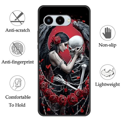 BFUKVOU for Revvl 8 Case,Premium Soft Silicone Rubber Full-Body Protective Bumper Case for T-Mobile Revvl 8 6.6 inch 2025,Woman and Skull with Roses - image 5