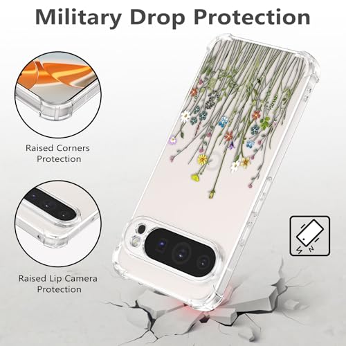Coque Pixel 9 Pro XL transparente fleurie pour embellir vos sorties