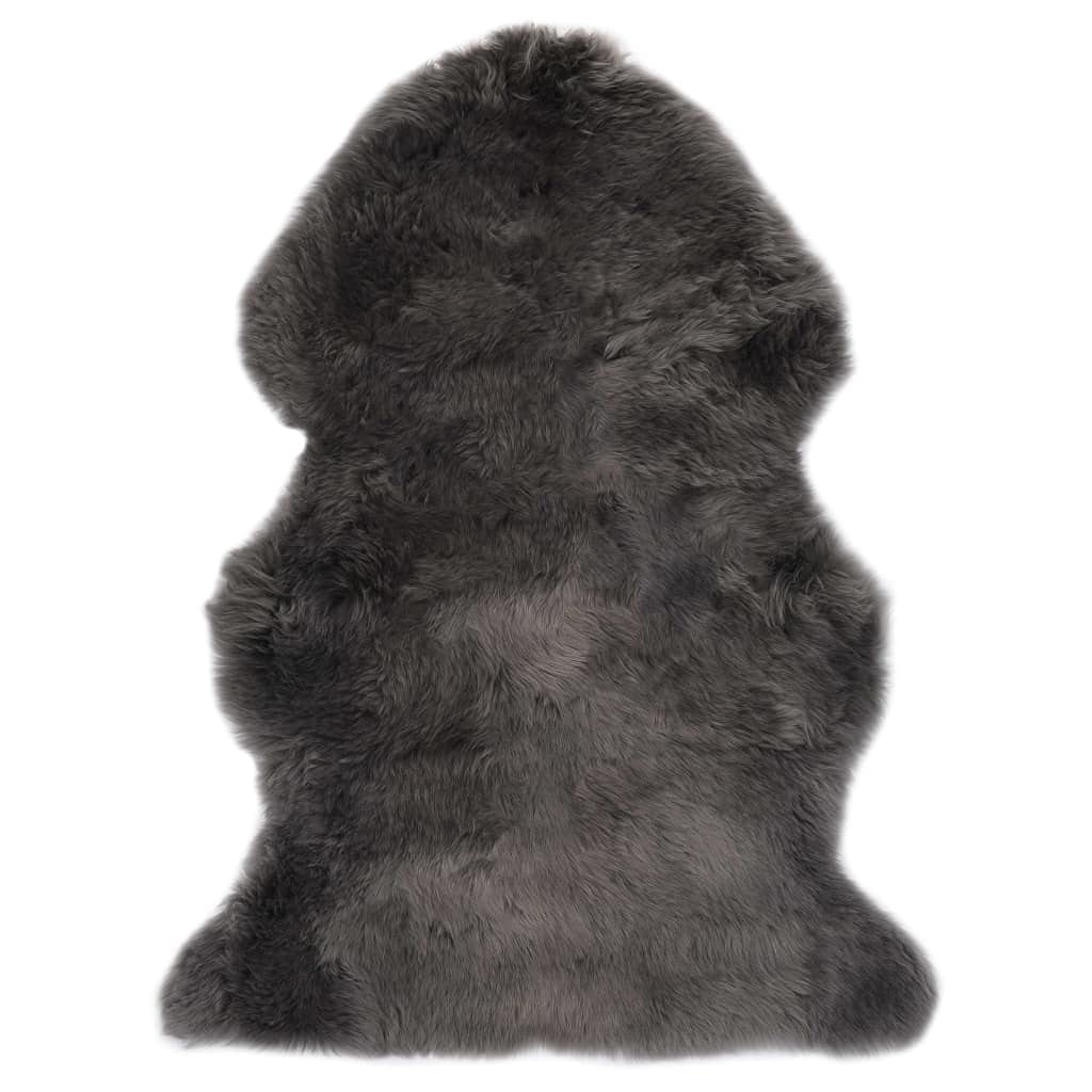 Tapis en fourrure de mouton véritable 60 x 90 cm Gris clair Produit naturel pour salon Ambiance confortable Jeté de luxe Utilisation polyvalente Décoration intérieure chaude