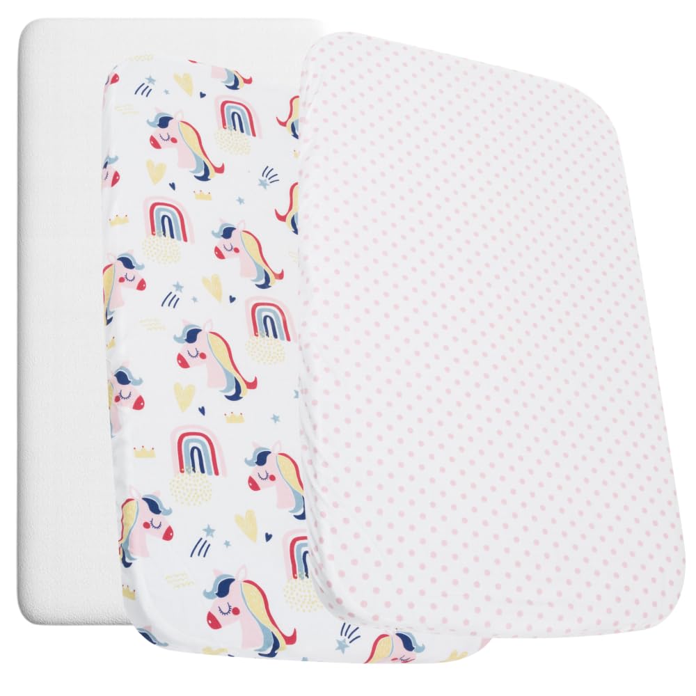 FlyIdeas Set 2 Lenzuola Lettino Neonato 60x120 + 1 Coprimaterasso Culla Impermeabile – 100% Cotone – Lenzuola con Angoli per Lettino con Sbarre, Materasso 60x120 e Lettino da Campeggio