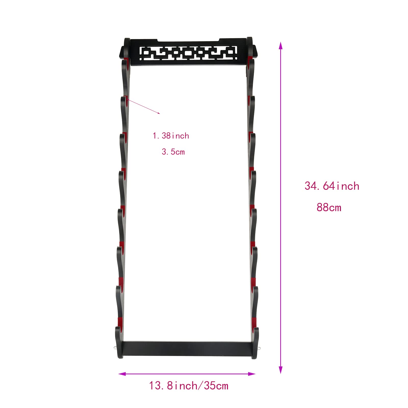 GUIIYLGG Sword Holder Katana Wall Mount - 8 Tier Samurai Sword Display Rack Wand Wakizashi Tanto Wall Hanger Sword Rack Sword Stand Display