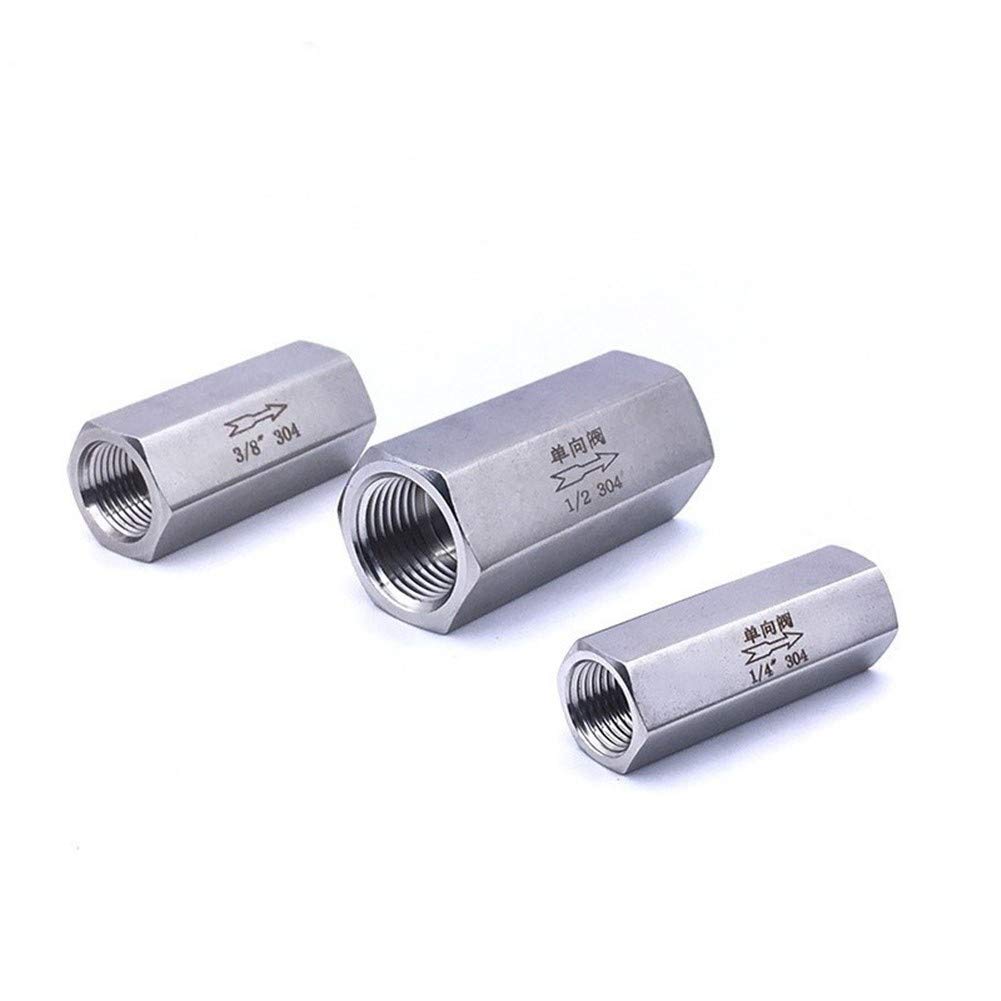 Válvulas de retención Válvula 1/8 1/4 3/8 1/2 3/4 1 pulgada Rosca hembra Acero inoxidable 304 unidireccional a prueba ácidos(1Inch)