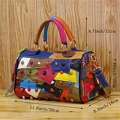Women's Multicolor Handbag Genuine Leather Shoulder Bag Unique Crossbody Purses2
