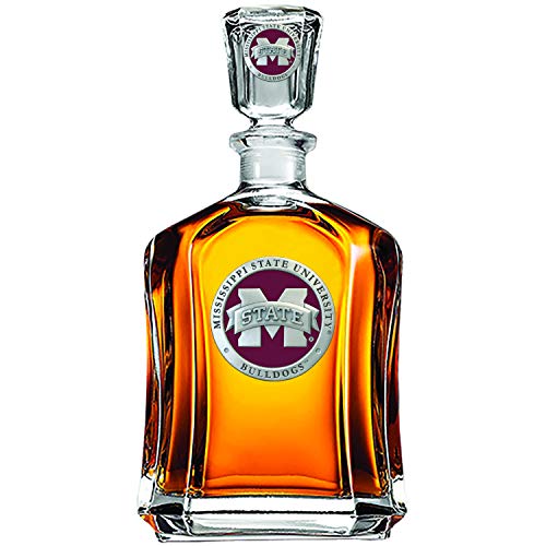 Image of Heritage Pewter Mississippi State Bulldogs Capitol Decanter | 24 OZ Whiskey Decanter for Liquor with Airtight Stopper | Expertly Crafted Pewter Glass