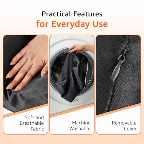 Image of amazon basics Memory Foam Knee Pillow for Side Sleeping | Adjustable Strap | Contoured Leg Elevation Aid | Soft Cushion for Side Sleepers - Dark Grey
