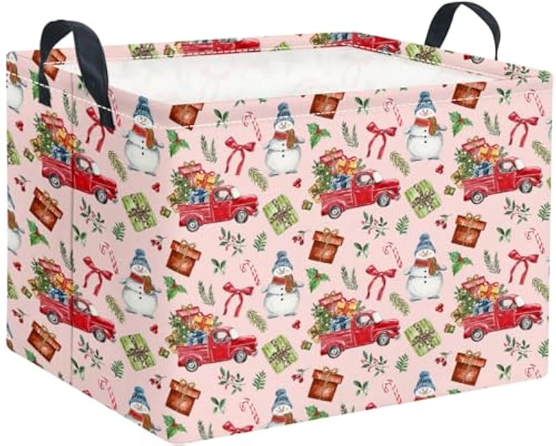 Rectangular Halloween Basket Storage Basket Waterproof Storage Bin for Bedroom Collapsible Bin Books Box Room Decor(Pink Ghost)