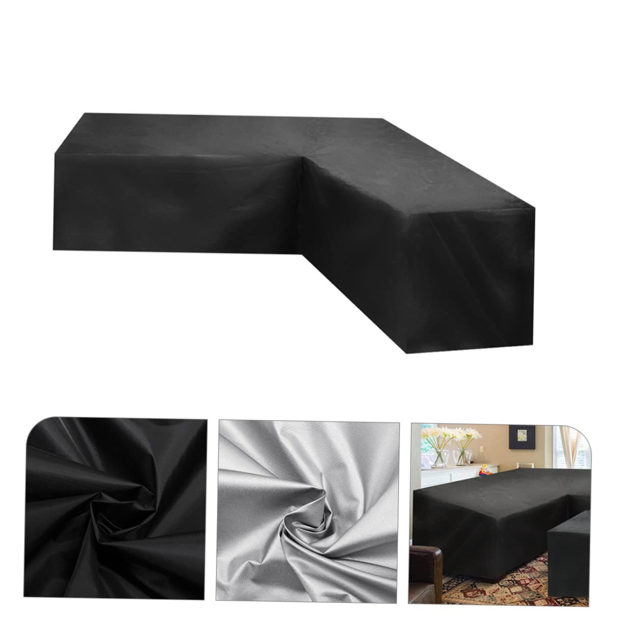 Funda de Sofá Seccional para Patio Exterior 210d Oxford Negro