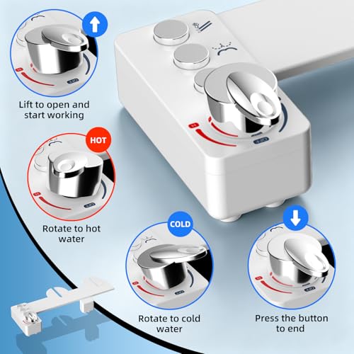 Image of Bidet Attachment for Toilet Seat, Non Electric, Hot /Cold Water Contral | Dual Nozzle Bidets Sprayer with Rear /Feminine Wash Self Cleaning Spray-Adjustable Bidets Wash Butt Cleaner for Bathroom