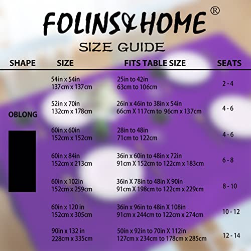 Image of FOLINS&HOME Purple Rectangle Waterproof Tablecloth, 60 x 120 Inch | Wrinkle Free Polyester Table Cloths, Spillproof Heavy Duty and Washable Table Cover for Party, Banquet - Rectangular /Oblong