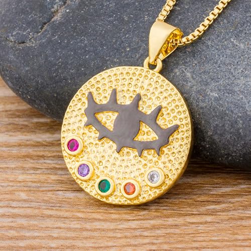 Collier pendentif rond anti-virement couleur or LAMGUL ajustable sans pierre précieuse