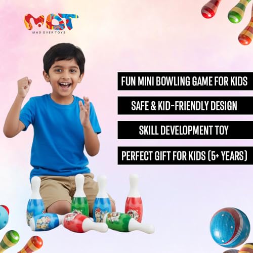 Image of Mini Bowling Game Set for Kids|Indoor Tabletop Bowling Toy for Boys & Girls|Lightweight Plastic Pins & Ball|Portable Family Fun Game|Skill-Building Playset | Ideal Gift | Made in India