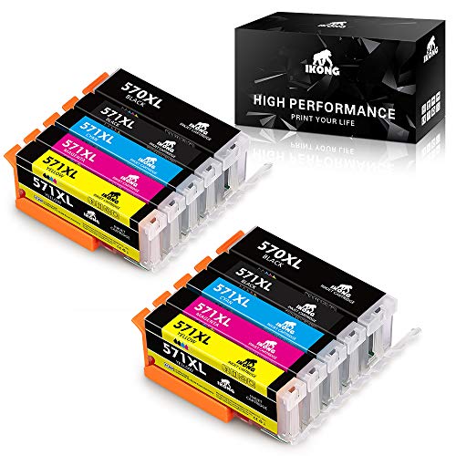 IKONG 570 571 XL Cartouche d'encre Compatible pour Canon PGI-570 CLI-571 avec Canon Pixma TS5050 TS5053 MG5750 TS5055 TS5051 TS6050 MG6852 MG6853 MG5700 (2 PGBK,2 Noir,2 Cyan,2 Magenta,2 Jaune)