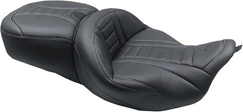 Mustang 0801-1375 79006GM Asiento de turismo de una pieza Deluxe - Negro con costuras de metal de cañón