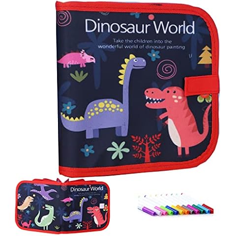 Learn Doodle Board for Kids, Writing Blackboard, Portable Sketch Doodle Book with 12 Coloured Pencils, Erasabble Reusable Exercise Book for Painting, 14 Pages Cover