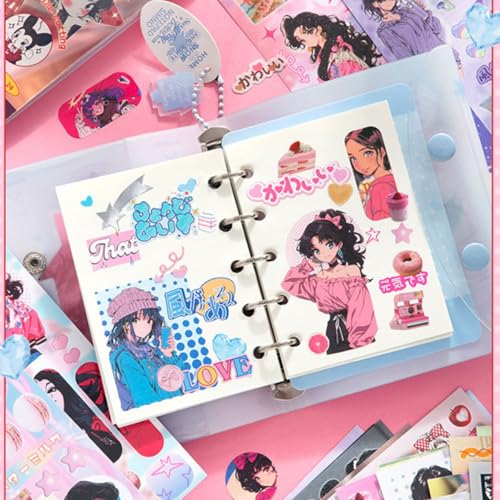 Image of Girl's Japanese Retro Sticker Book, Anime Girl Theme - 650+ Cute Old Showa Style Comics Stickers, for DIY Scrapbooking Journaling Handbook Decoration